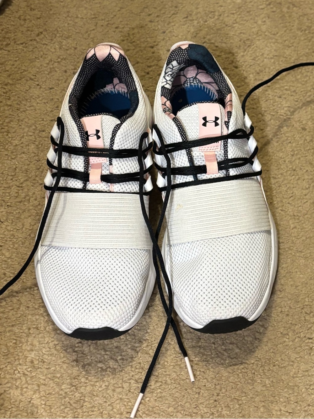 Under Armour Women’s White and Black  Lace-Up Sneakers